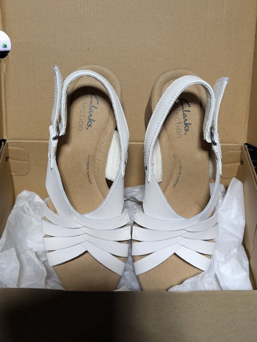 Clarks Giselle Ivy Wedge Sandal White US Size 7.5 - Picture 3 of 14